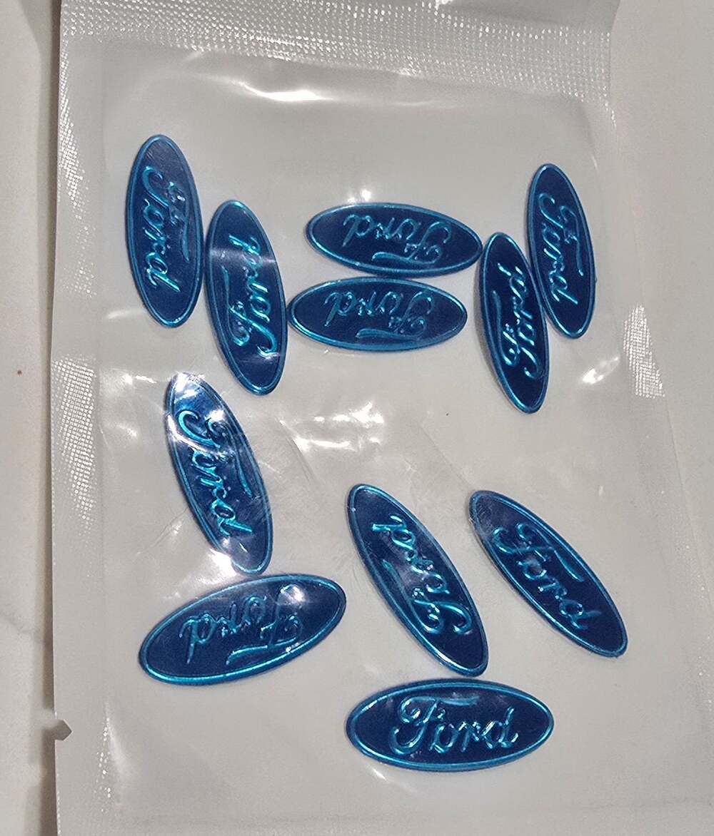 Set of 11 blue Ford oval logo decal emblems for key fobs or interior trim